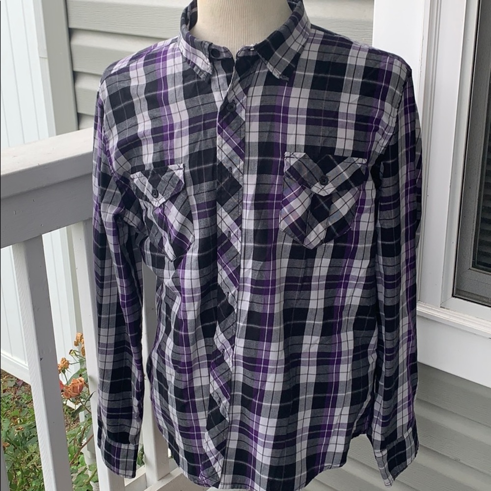 OP Long Sleeve Plaid Shirt XL
